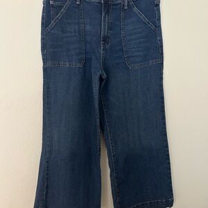 Time and Tru High-Rise Wide-Leg cropped Jeans in Dark Blue